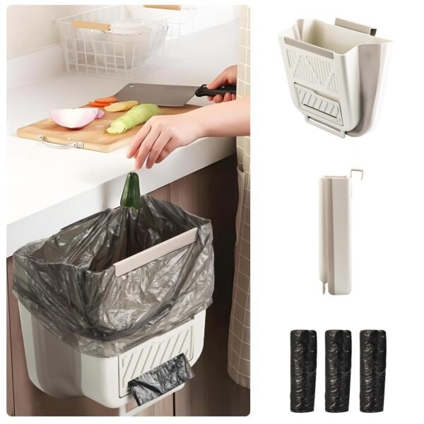 Wall Mounted Kitchen Compost Bin with Lid, Hanging Trash Can for Cabinet Door