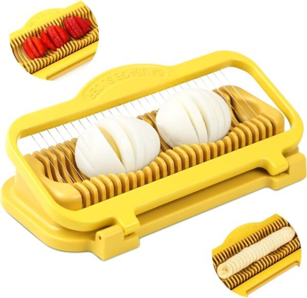 Larger Banana Slicer Egg Slicer for Hard Boiled Eggs, Stainless Steel & Aluminium Wires Strawberry slicer