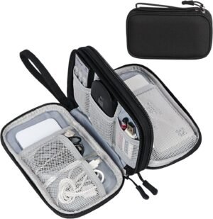 SaleOn 8.3X5 Inch Portable Storage Organizer for USB Cable, Earphone, Power Bank,Charger, Hard Disk & Digital Gadgets, with Mesh Pockets Size 21X12Cm Inside's Material and Color May Vary, Black